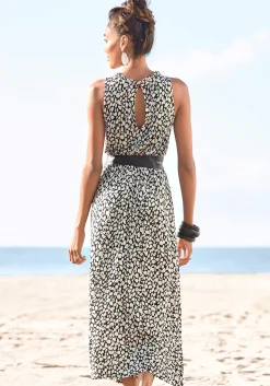 Strandkleider|Kleider|LASCANA Jerseykleid schwarz-beige-bedruckt