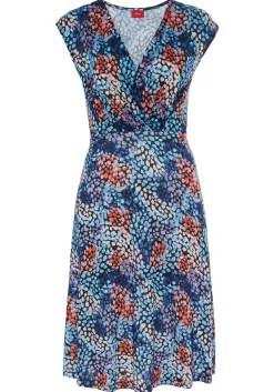 Strandkleider|s.Oliver Jerseykleid blau-korallebedruckt