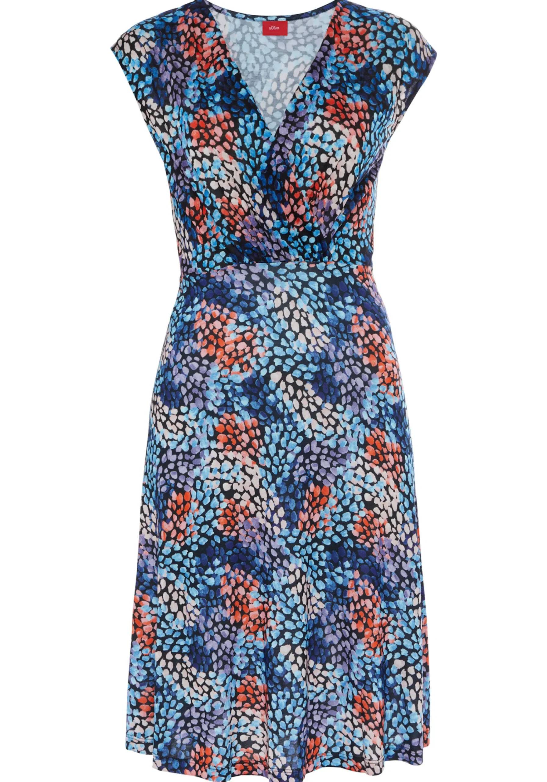 Strandkleider|s.Oliver Jerseykleid blau-korallebedruckt