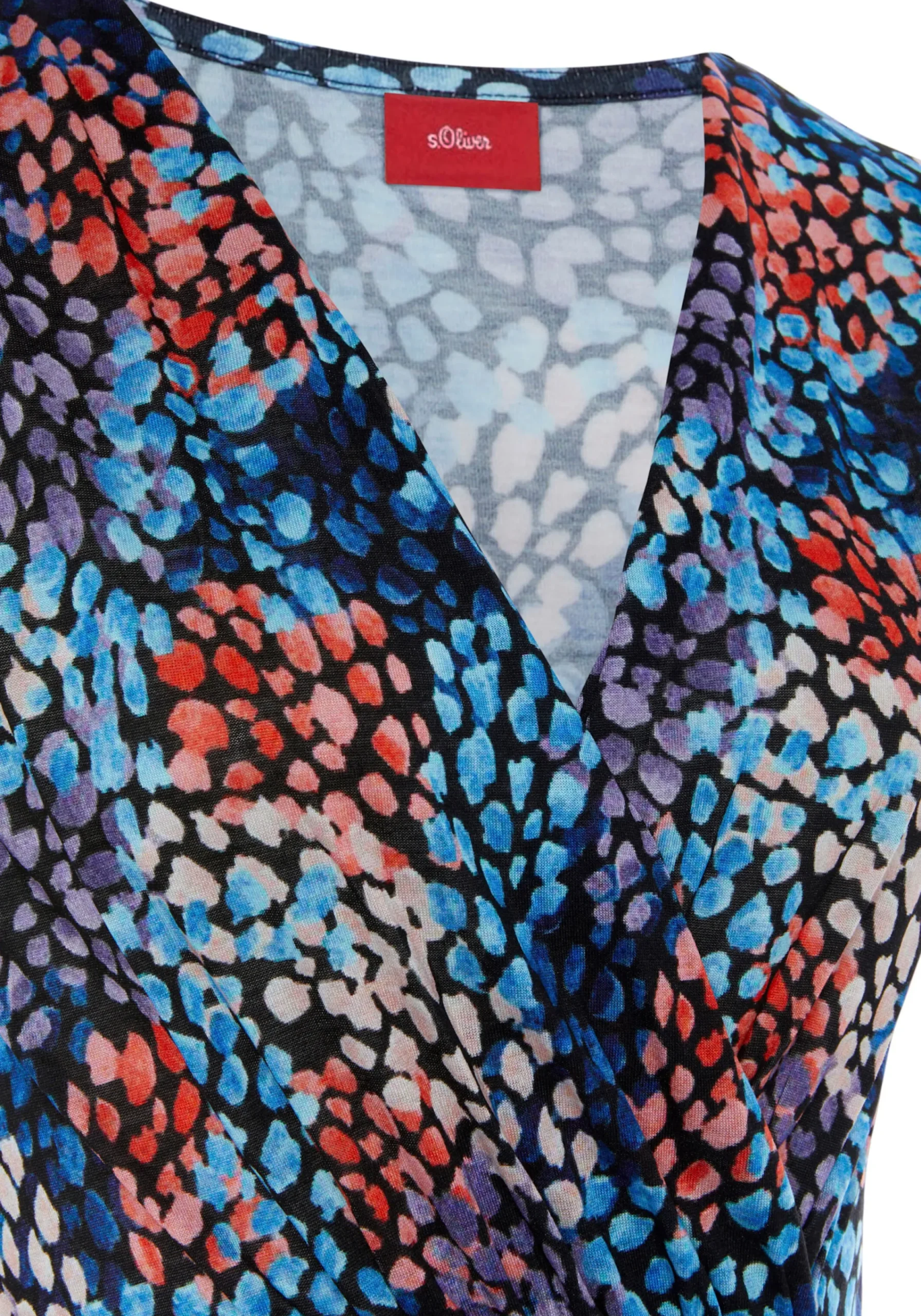 Strandkleider|s.Oliver Jerseykleid blau-korallebedruckt