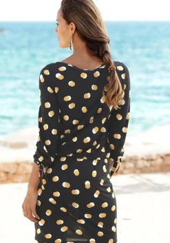 Kleider|Buffalo Jerseykleid schwarz-gelb-bedruckt