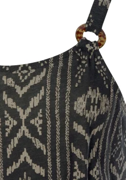 Strandkleider|LASCANA Jerseykleid schwarz-creme-bedruckt