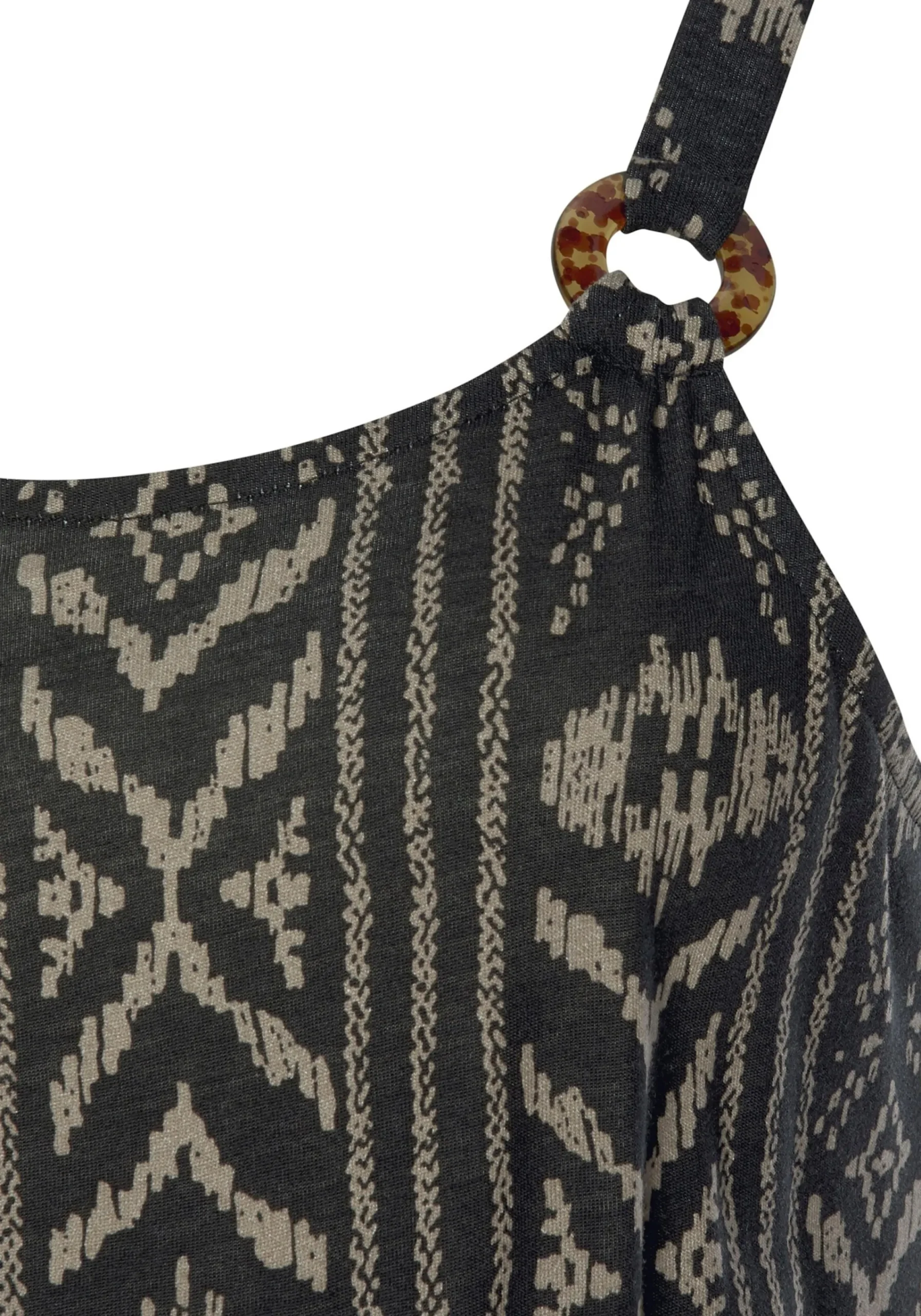 Strandkleider|LASCANA Jerseykleid schwarz-creme-bedruckt
