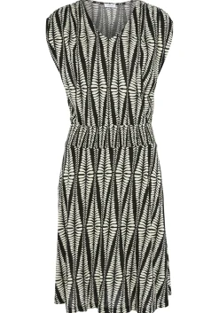 Strandkleider|LASCANA Jerseykleid schwarz-sandbedruckt