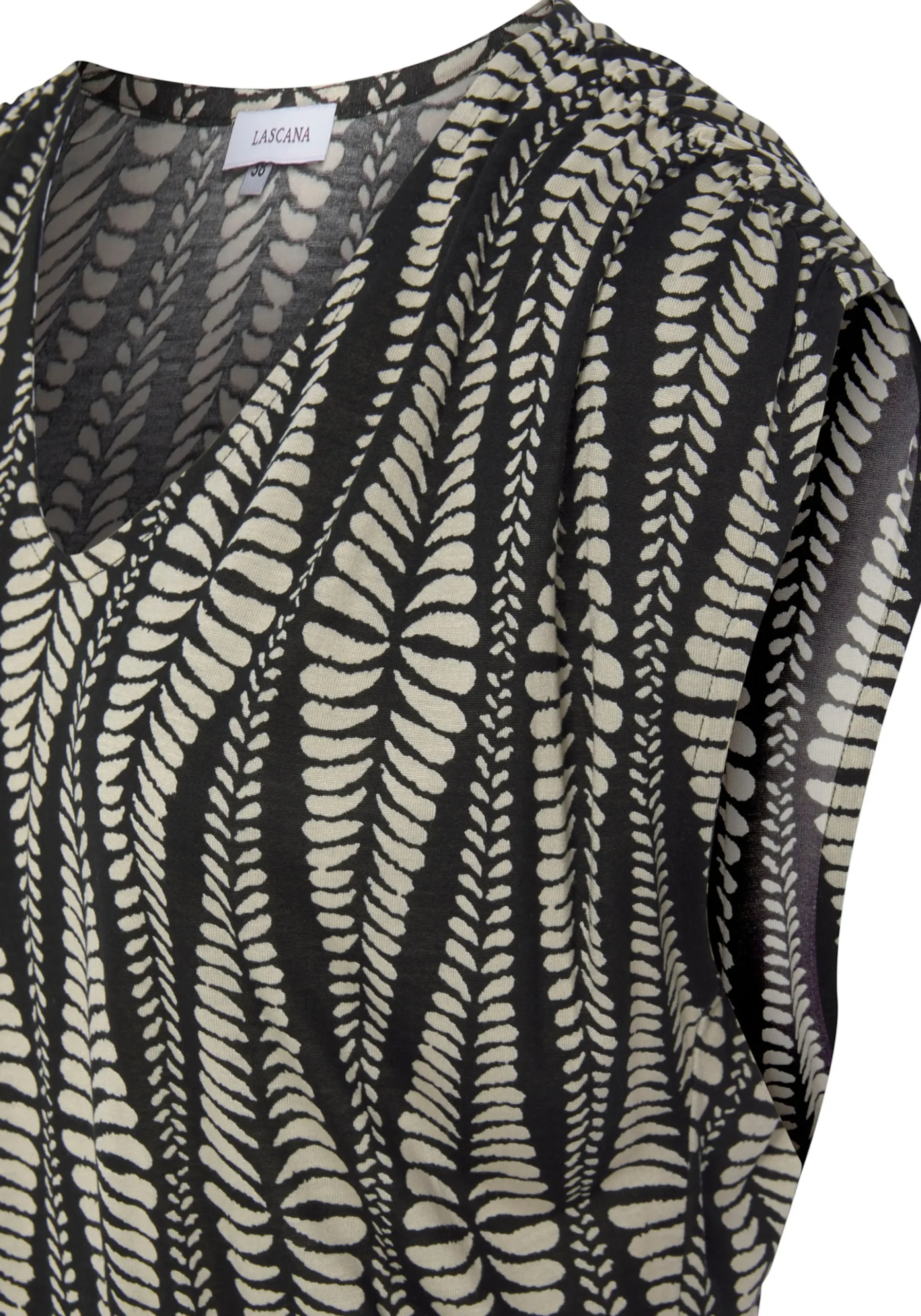 Strandkleider|LASCANA Jerseykleid schwarz-sandbedruckt