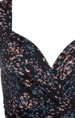 Strandkleider|Vivance Jerseykleid schwarz-rose-bedruckt