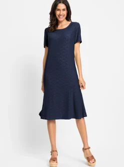 Kleider| Jerseykleid blickdicht gefüttert marine