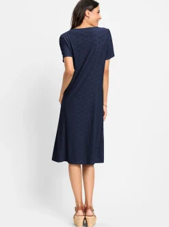 Kleider| Jerseykleid blickdicht gefüttert marine