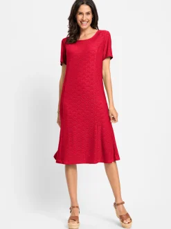 Abendkleider| Jerseykleid blickdicht gefüttert erdbeere
