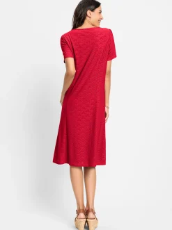 Abendkleider| Jerseykleid blickdicht gefüttert erdbeere
