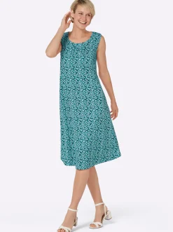 Kleider| Jerseykleid im Doppelpack türkis-bedruckt+marine