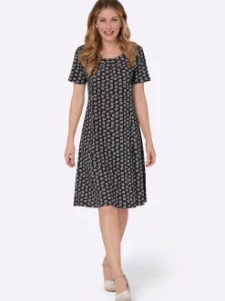 Kleider| Jerseykleid im Minimal-Dessin marine-ecru-bedruckt