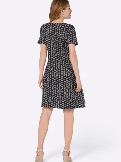 Kleider| Jerseykleid im Minimal-Dessin marine-ecru-bedruckt