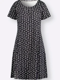 Kleider| Jerseykleid im Minimal-Dessin marine-ecru-bedruckt