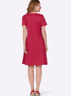 Kleider| Jerseykleid im Minimal-Dessin erdbeere-ecru-bedruckt