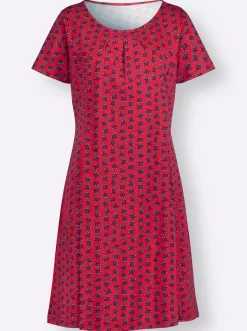 Kleider| Jerseykleid im Minimal-Dessin erdbeere-ecru-bedruckt