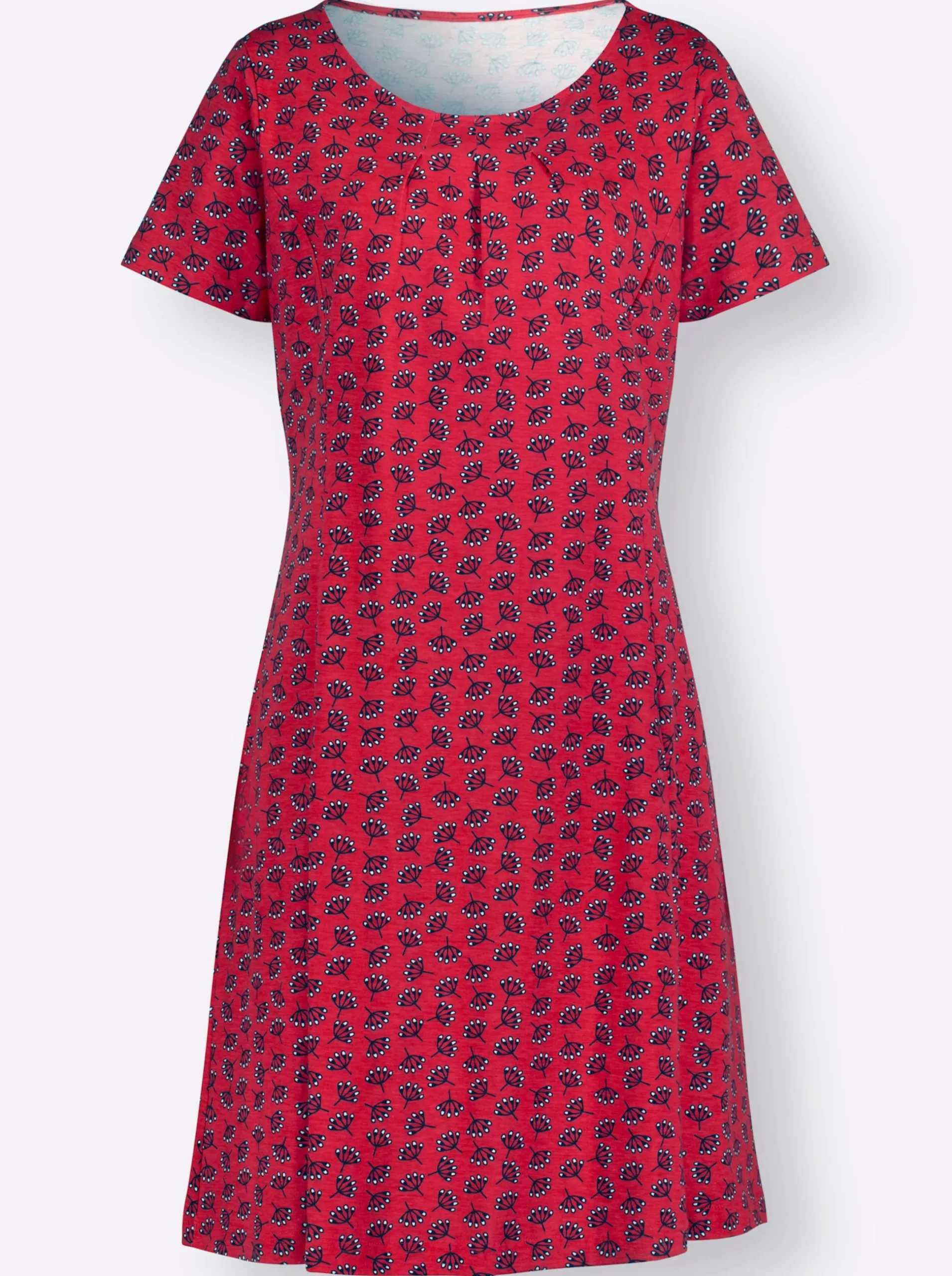 Kleider| Jerseykleid im Minimal-Dessin erdbeere-ecru-bedruckt