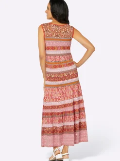 Kleider| Jerseykleid im Stufenschnitt papaya-terra-bedruckt