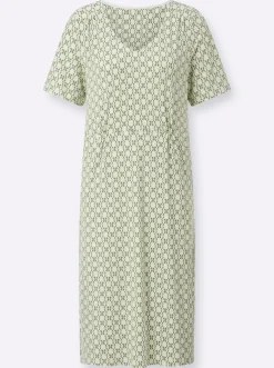 Kleider| Jerseykleid in Schlupfform, bedruckt pistazie-khaki-bedruckt