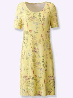 Kleider| Jerseykleid mit Blümchen-Druck zitrone-bedruckt