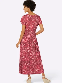 Kleider| Jerseykleid mit Flügel-Ärmeln erdbeere-champagner-bedruckt