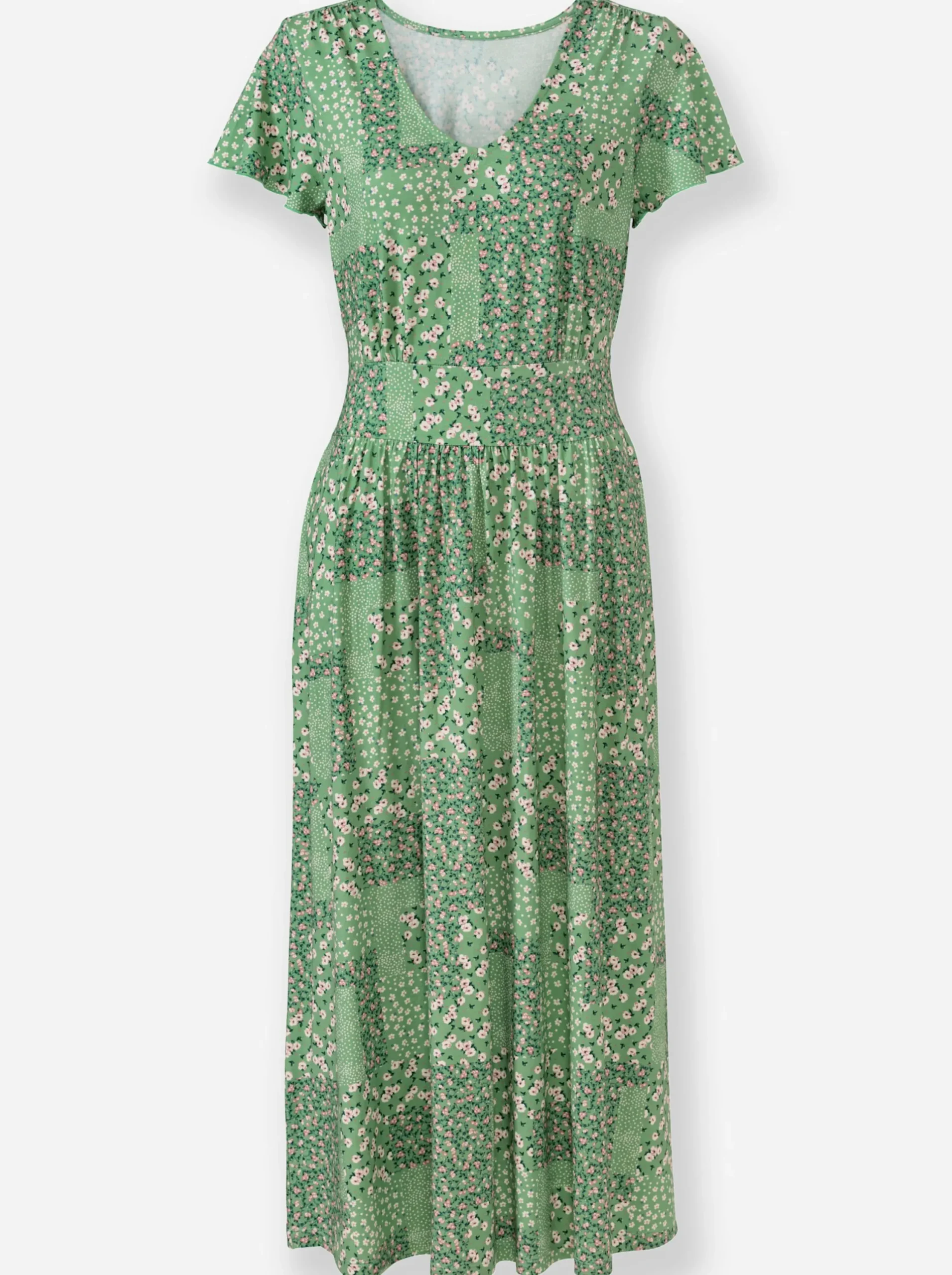Kleider| Jerseykleid mit Flügel-Ärmeln apfel-champagner-bedruckt