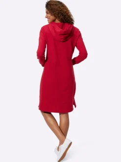Kleider| Jerseykleid mit Känguru-Tasche rot