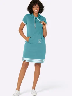 Kleider| Jerseykleid mit Kontraststreifen ozean