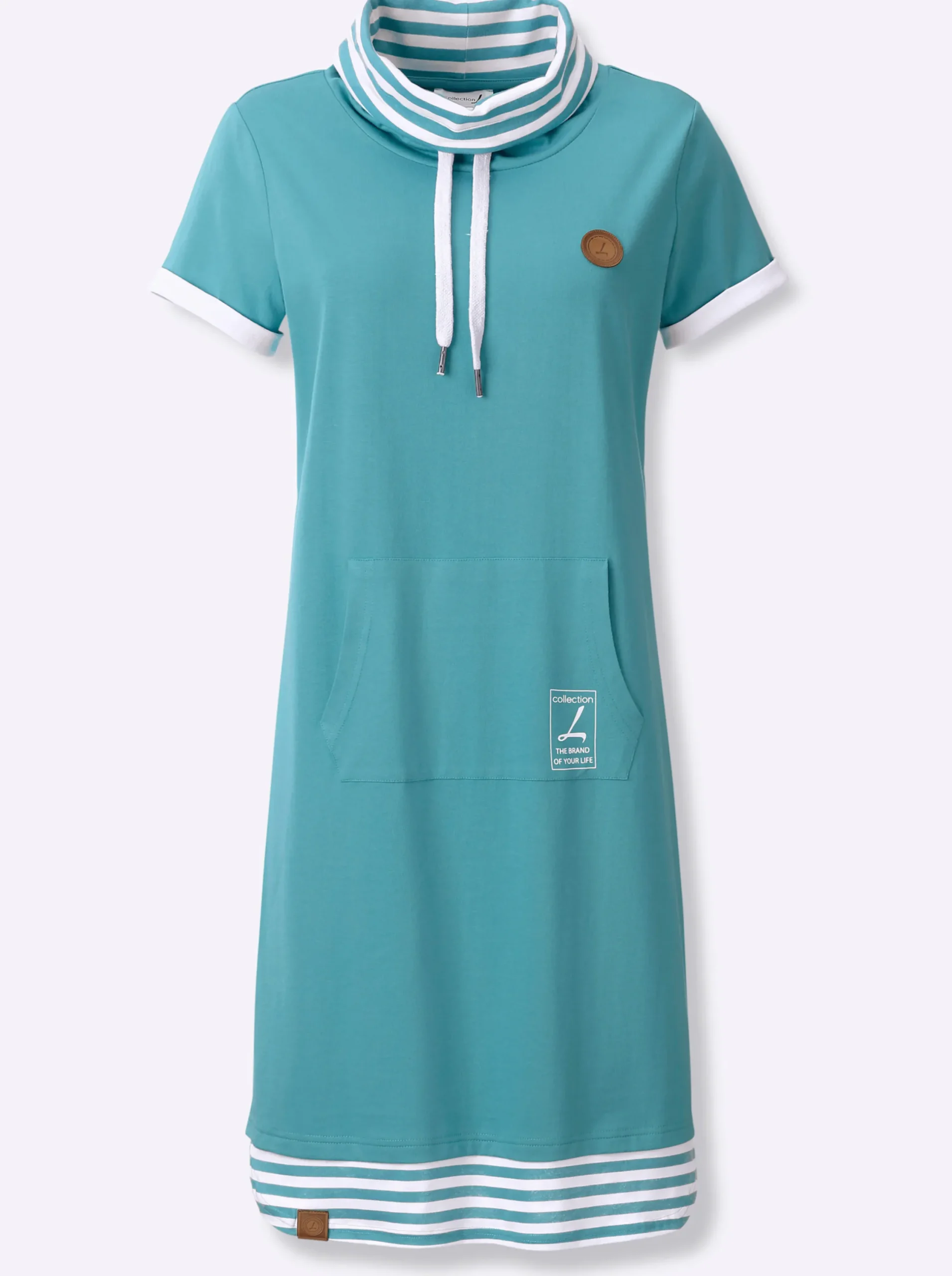 Kleider| Jerseykleid mit Kontraststreifen ozean