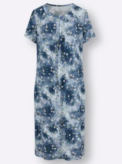 Kleider| Jerseykleid mit Nahttaschen, bedruckt dunkelblau-bedruckt