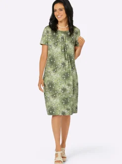 Kleider| Jerseykleid mit Nahttaschen, bedruckt khaki-bedruckt