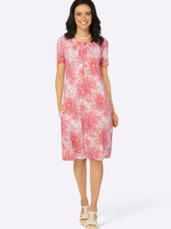 Kleider| Jerseykleid mit Nahttaschen, bedruckt koralle-bedruckt