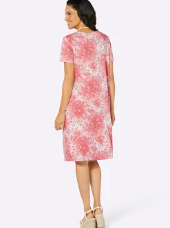 Kleider| Jerseykleid mit Nahttaschen, bedruckt koralle-bedruckt