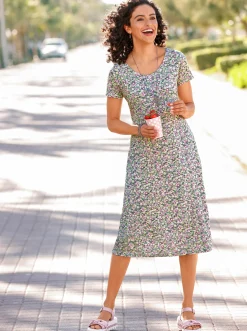 Kleider| Jerseykleid mit Rücken-Ausschnitt anthrazit-bedruckt