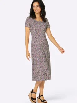 Kleider| Jerseykleid mit Rücken-Ausschnitt anthrazit-bedruckt