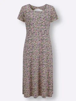Kleider| Jerseykleid mit Rücken-Ausschnitt anthrazit-bedruckt