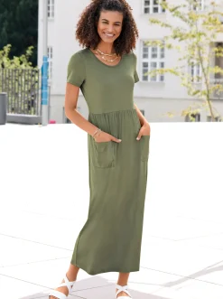 Kleider| Jerseykleid mit Taschen khaki