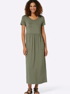 Kleider| Jerseykleid mit Taschen khaki