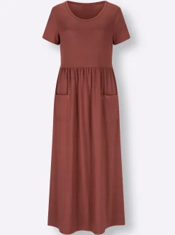 Strandkleider| Jerseykleid mit Taschen rotbraun