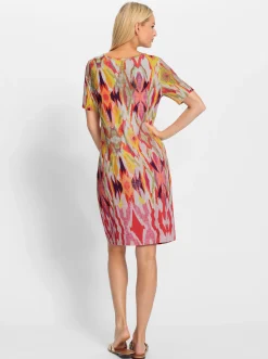 Kleider|heine Jerseykleid verschlusslos orange-pink-bedruckt