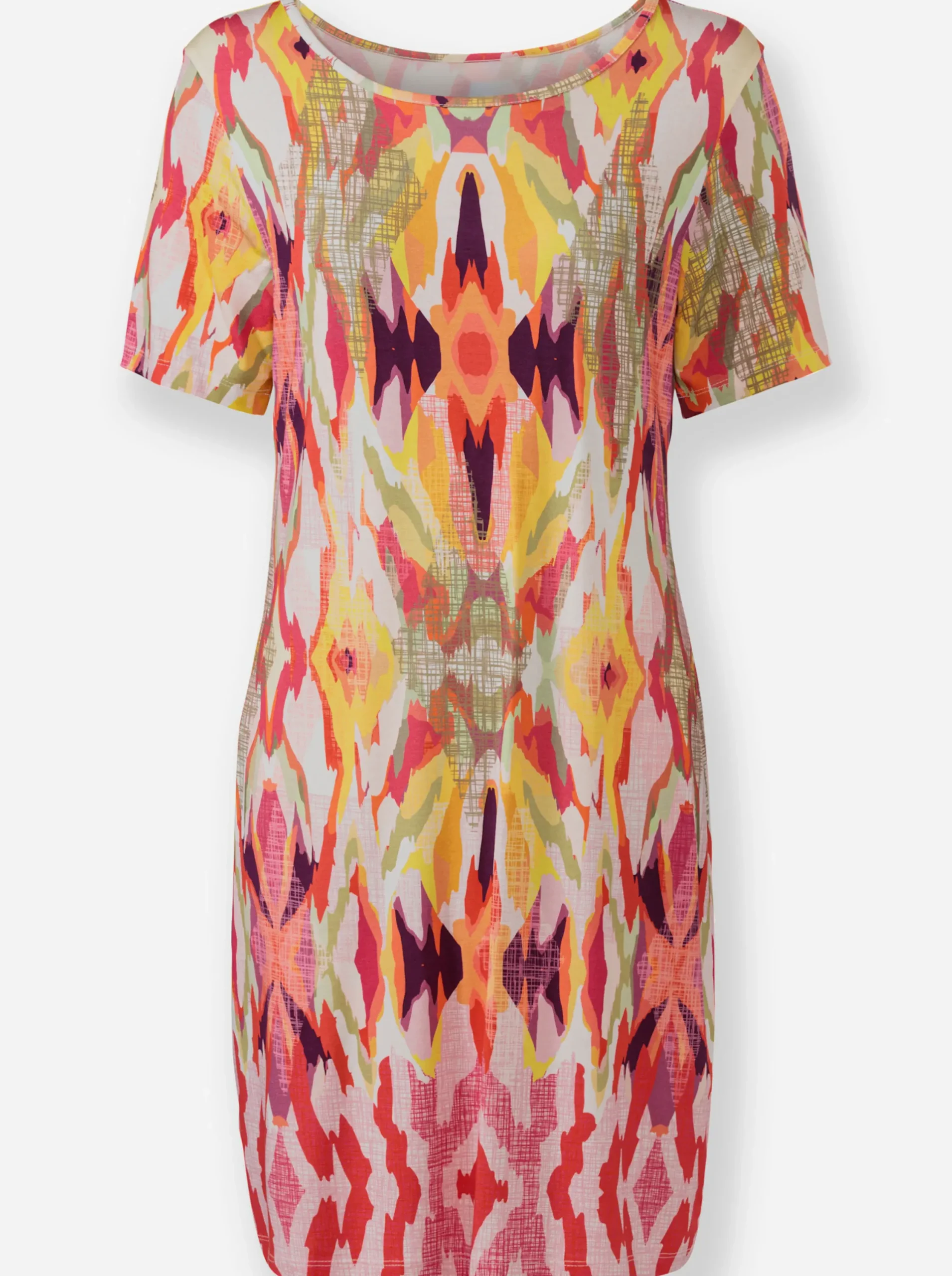 Kleider|heine Jerseykleid verschlusslos orange-pink-bedruckt