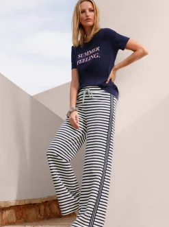 Hosen|heine Jogg Pants mit Gallonstreifen champagner-marine-geringelt