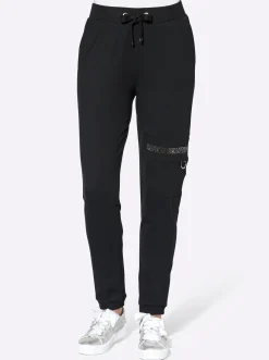 Homewear|Hosen| Jogg Pants mit Ripp-Abschlüssen schwarz