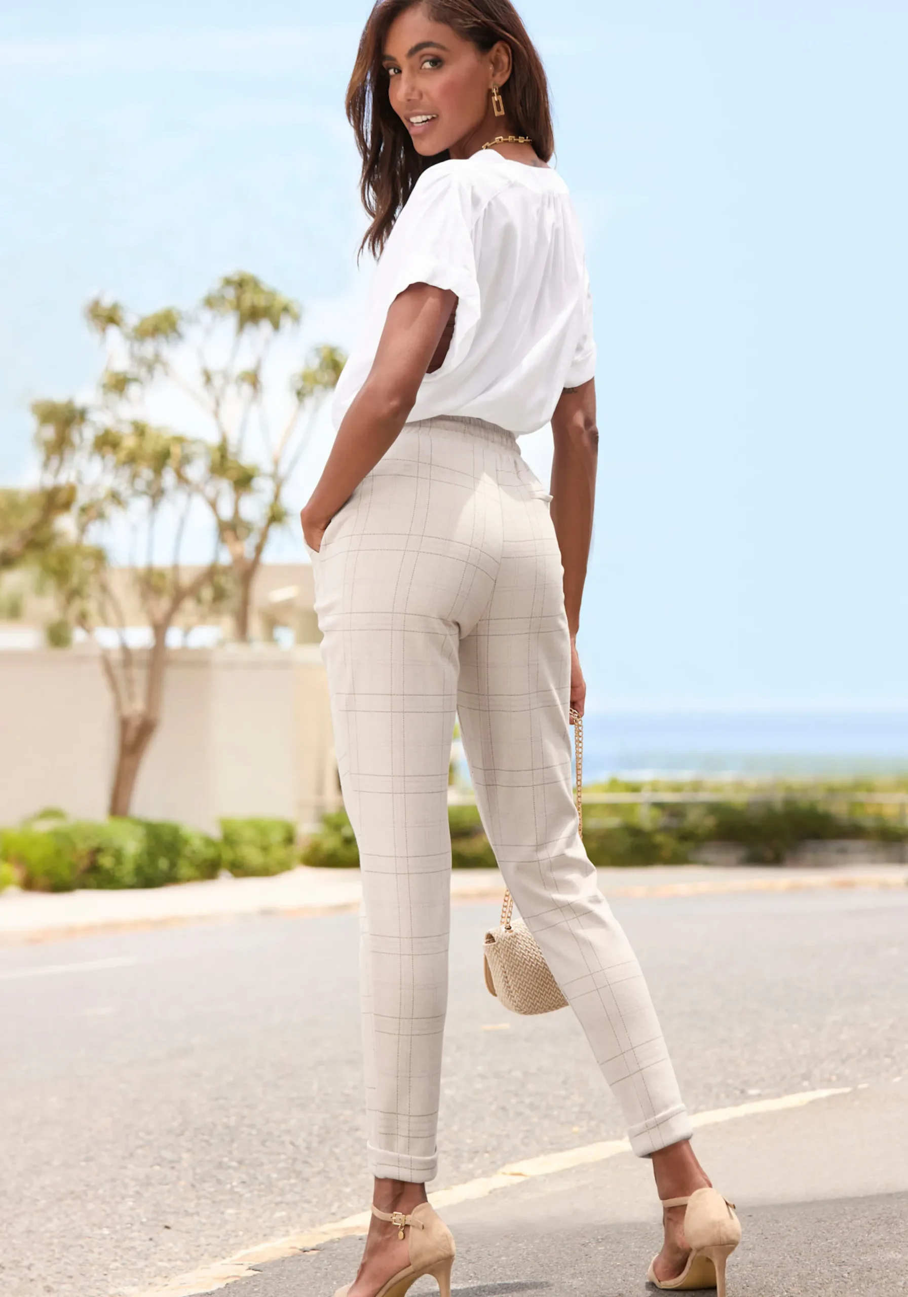 Hosen|Vivance Jogger Pants beige-rosakariert