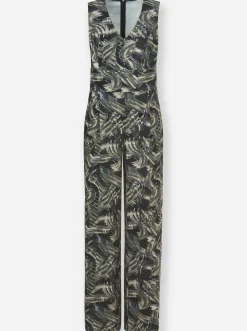 Overalls|heine Jumpsuit hinten mit Reißverschluss khaki-ecru-bedruckt