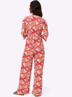 Overalls|heine Jumpsuit mit weitem Bein, bedruckt koralle-mint-bedruckt