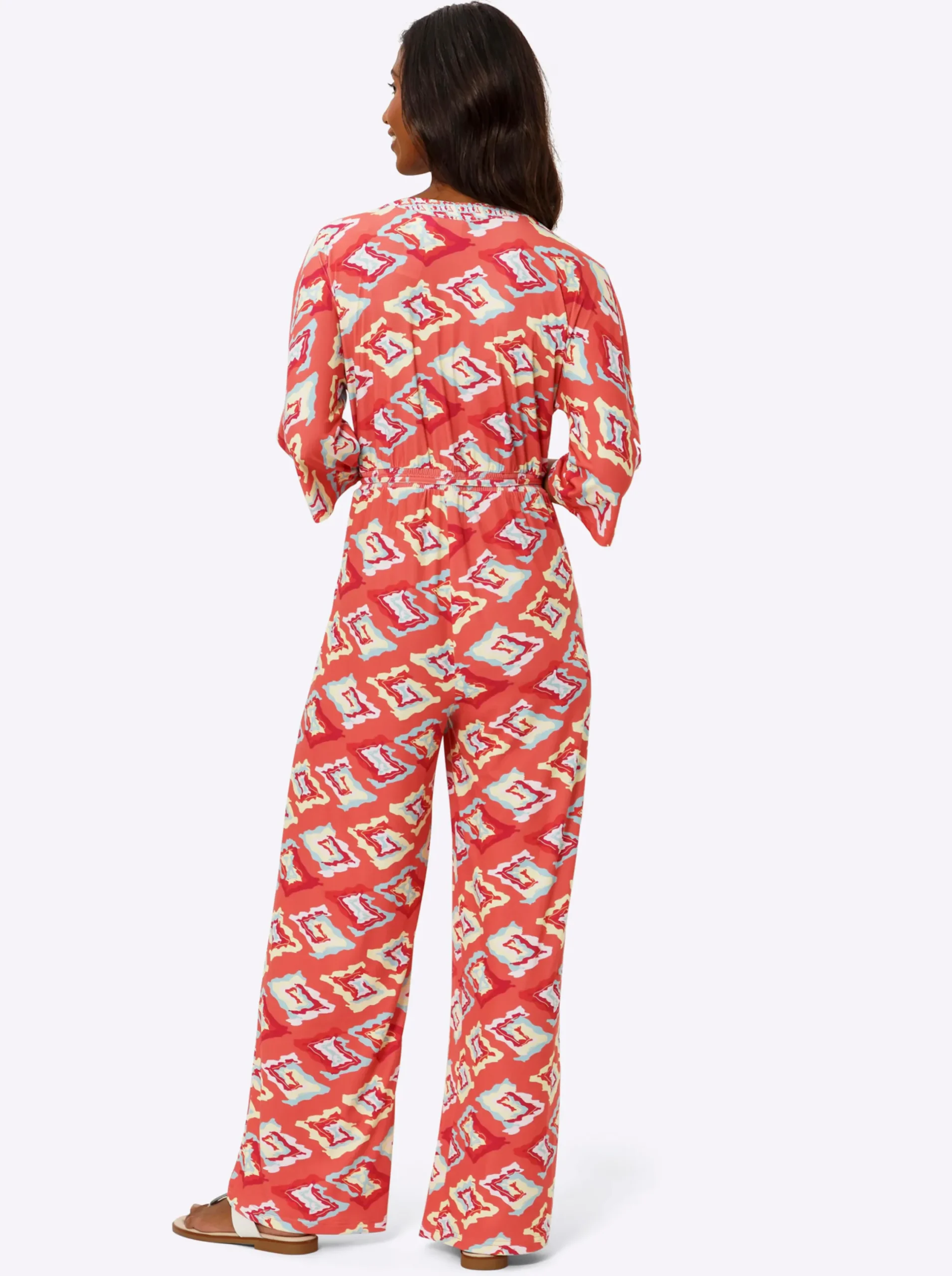 Overalls|heine Jumpsuit mit weitem Bein, bedruckt koralle-mint-bedruckt