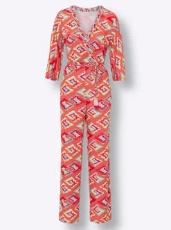 Overalls|heine Jumpsuit mit weitem Bein, bedruckt koralle-mint-bedruckt
