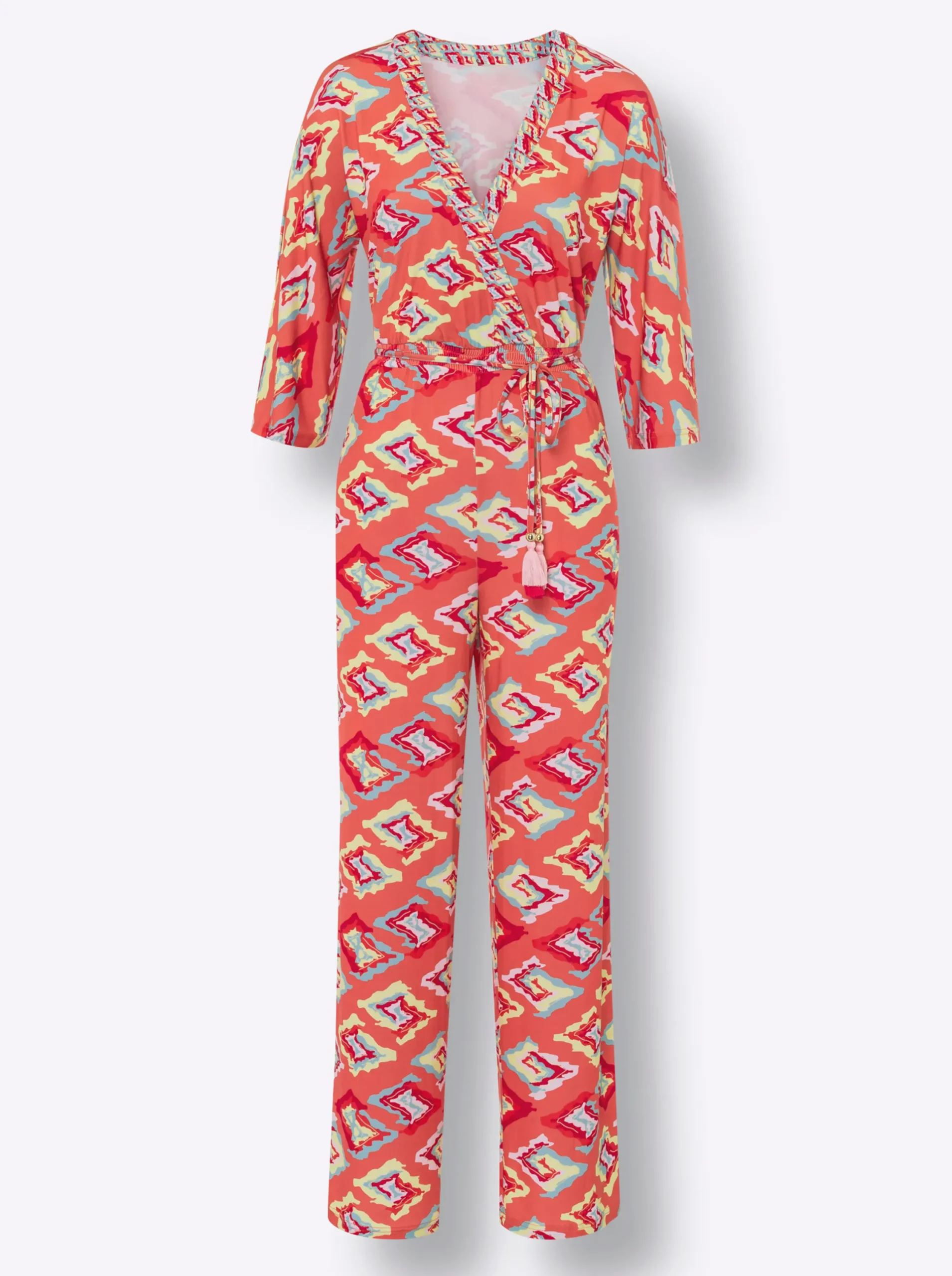 Overalls|heine Jumpsuit mit weitem Bein, bedruckt koralle-mint-bedruckt