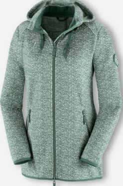 Jacken| Kapuzenfleecejacke in Melange-Optik grün-weiß-gemustert